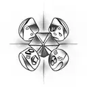 Create a tattoo with images combined of Coffee, Backgammon, Dice, Cards, Golf tattoo design idea