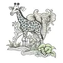 giraffe and elephant  tattoo design idea