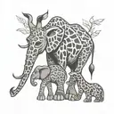 giraffe and elephant  tattoo design idea