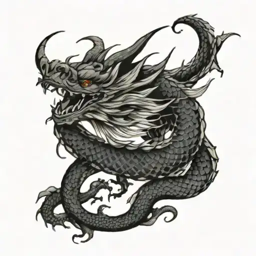 simple dragon wrapped around forearm sleeve looking down tattoo  tattoo design idea