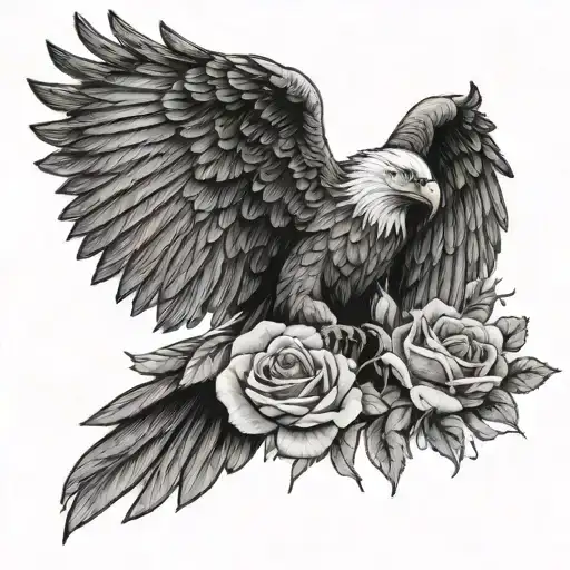 eagle and roses tattoo design idea