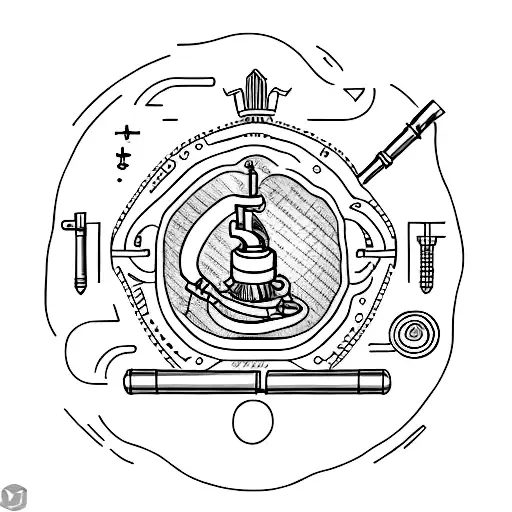 A minimalist tattoo of a coin with plumbing tools forming the outline of Australia. tattoo design idea