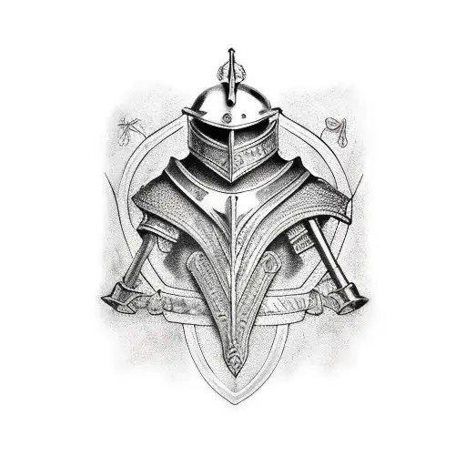 rigth arm medieval armor tattoo design idea