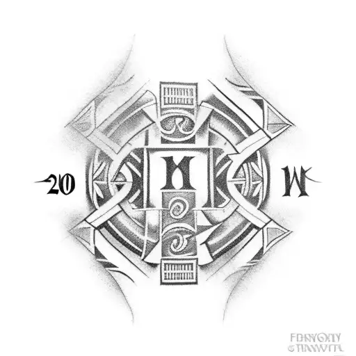 Roman numerals 26.04.2003 horizontal with solid line through middle of them tattoo design idea