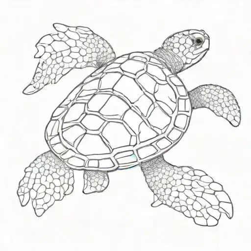 sea turtle simple but messy stile. only one line drawing tattoo design idea