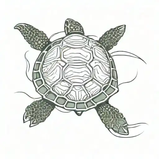 sea turtle swimming one line tattoo tattoo design idea