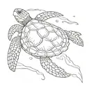 sea turtle simple but messy stile. only one line drawing tattoo design idea