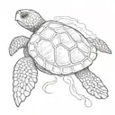 sea turtle simple but messy stile. only one line drawing tattoo design idea