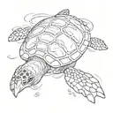sea turtle simple but messy stile. only one line drawing tattoo design idea