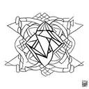 A minimalist tattoo design of two intersecting triangles forming a diamond shape, with each triangle representing BJJ and the client's favorite things, respectively tattoo design idea