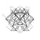A minimalist tattoo design of two intersecting triangles forming a diamond shape, with each triangle representing BJJ and the client's favorite things, respectively tattoo design idea