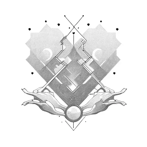 thoughts should be balanced between mind and heart tattoo design idea