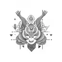 thoughts should be balanced between mind and heart tattoo design idea