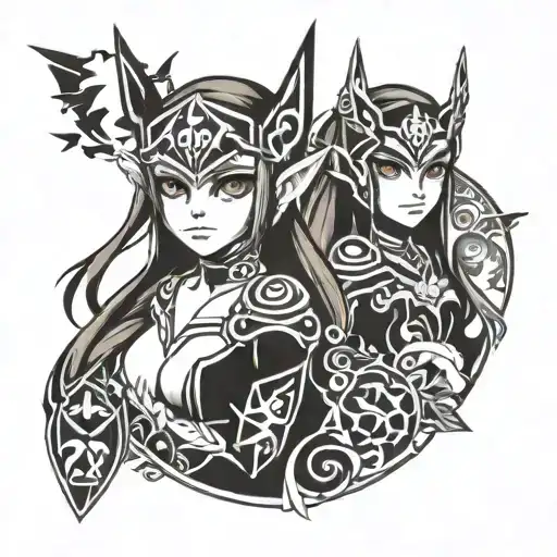 midna Zelda y link tattoo design idea