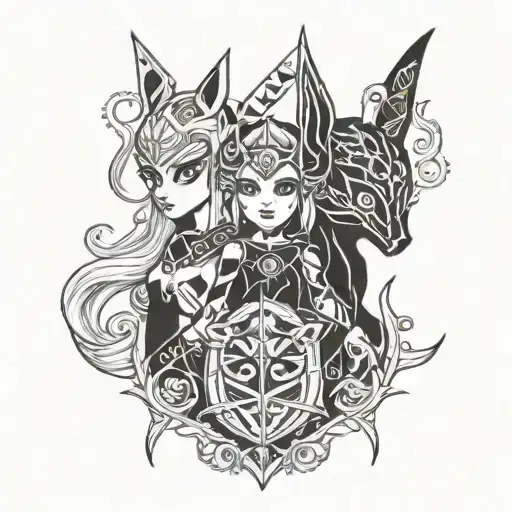 midna AND link Zelda tattoo design idea
