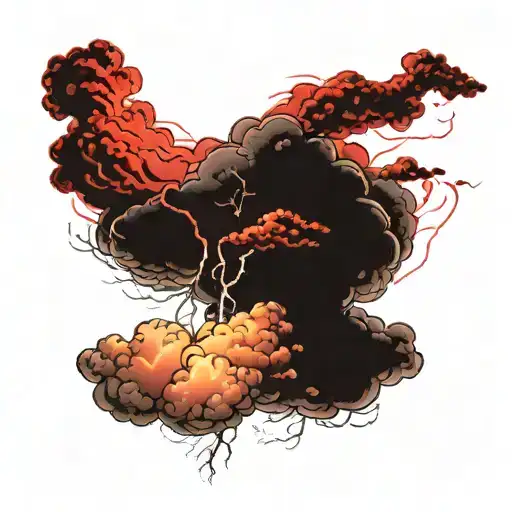 storm cloud with red lighting   tattoo design idea