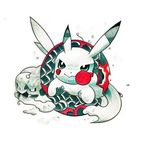 Japanese Pokemon Fantasma Tattoo Idea - BlackInk AI