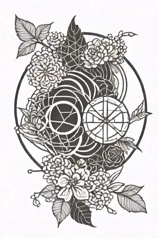 ikigai symbol forearm band tattoo design idea
