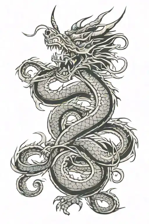 Corvette dragon Chinese dragon wrapped tattoo design idea