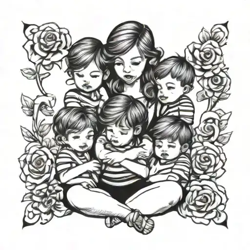 mom five kids four boys one girl   tattoo design idea