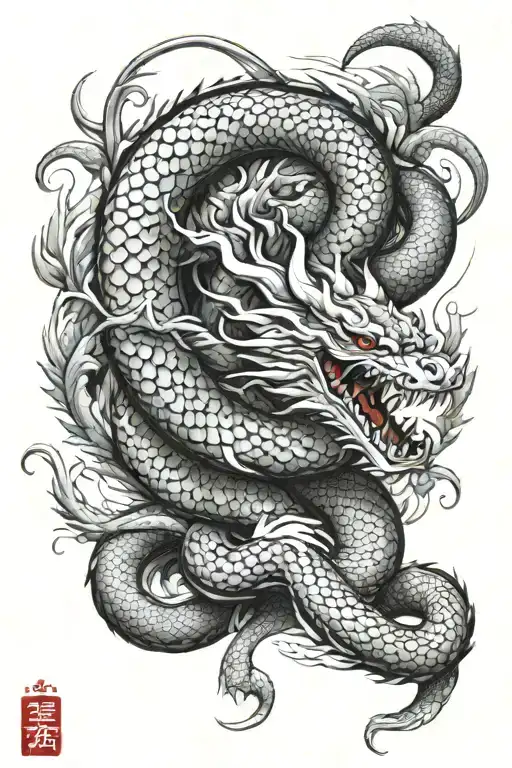 dragon snake tattoo design idea
