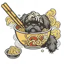 black shih tzu dog ramen noodles tattoo design idea