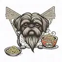black shih tzu dog ramen noodles tattoo design idea