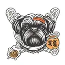 black shih tzu dog ramen noodles tattoo design idea
