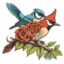 hydrangea hummingbird bluejay Cardinal tattoo design idea
