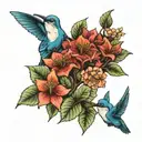 hydrangea hummingbird bluejay Cardinal tattoo design idea