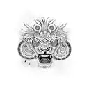 ferocious lion killing snake tattoo design idea