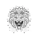 ferocious lion killing snake tattoo design idea