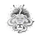 ferocious lion killing snake tattoo design idea