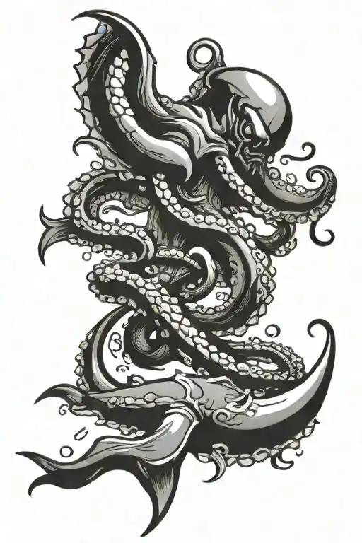 octopus fighting shark tattoo design idea