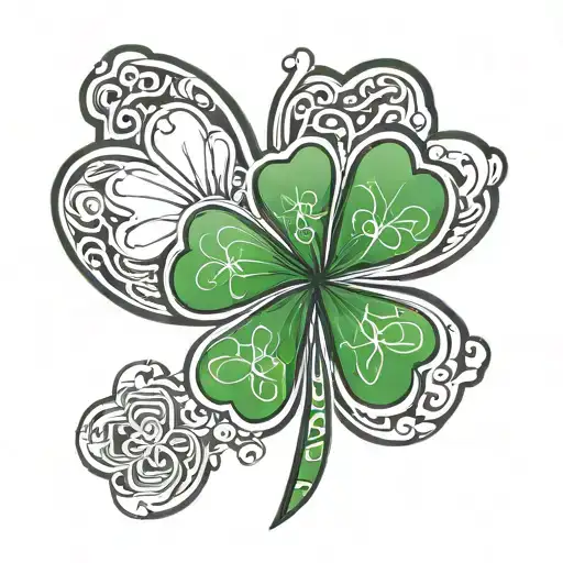4 leaf clover paw print tattoo design idea