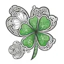 4 leaf clover paw print tattoo design idea