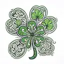 4 leaf clover paw print tattoo design idea