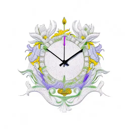 clock with fluer de lis tattoo design idea