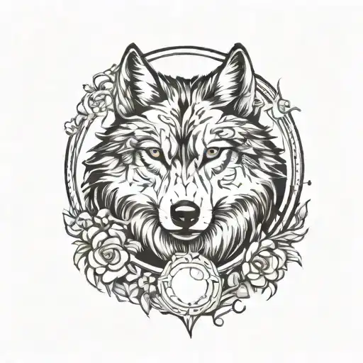 Wolf whit moon tattoo design idea