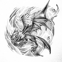 Dragon and phoenix tattoo design idea