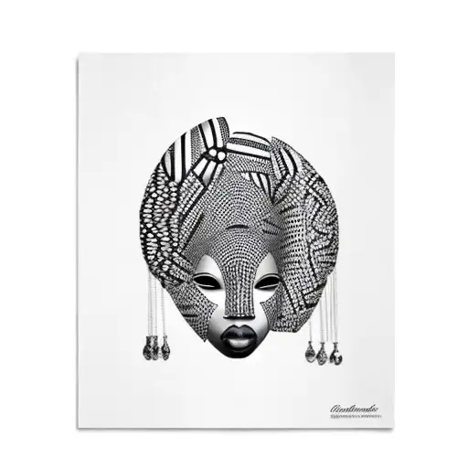 african woman mask  black and white  tattoo design idea