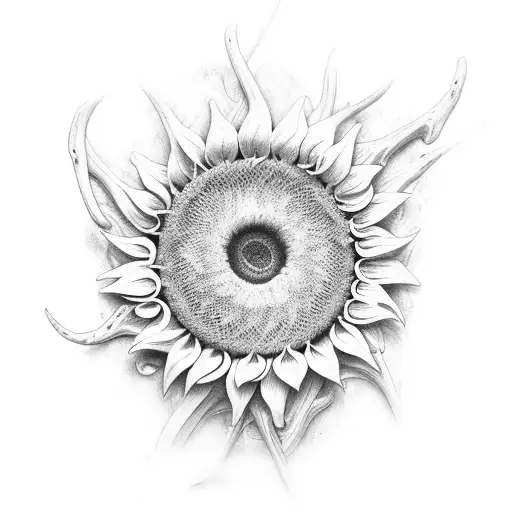 sunflower, pearls , deer antler tattoo design idea