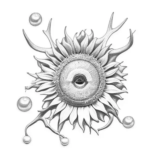 sunflower, pearls, deer antlers  tattoo design idea