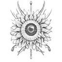 sunflower, pearls, deer antlers  tattoo design idea