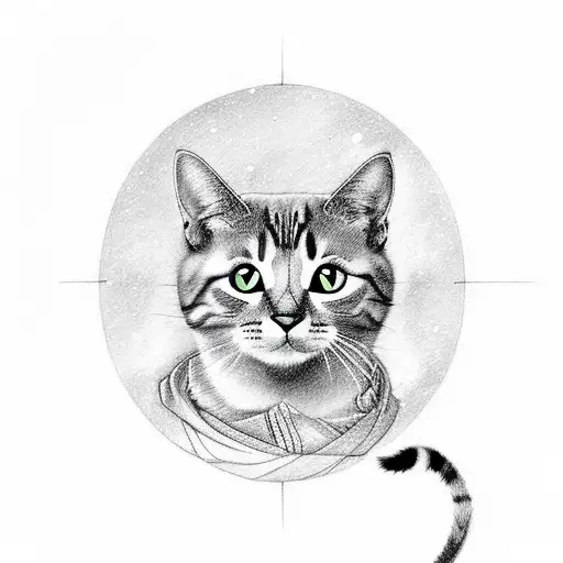 i want an outline of a cat in animation form but the outline is galaxy themed tattoo design idea