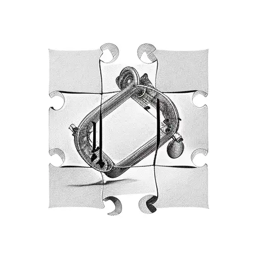 music notes turning into puzzle pieces tattoo design idea