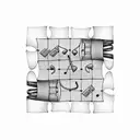 music notes turning into puzzle pieces tattoo design idea