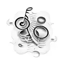 music notes turning into puzzle pieces tattoo design idea