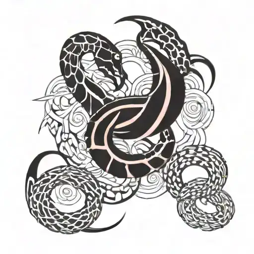 scorpion and snake wrapped tattoo design idea
