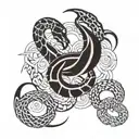 scorpion and snake wrapped tattoo design idea